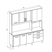 KIT FIT 1,80 EVORA RUSTICO/EVORA RUSTICO/OFF WHITE CRISTAL - NICIOLI