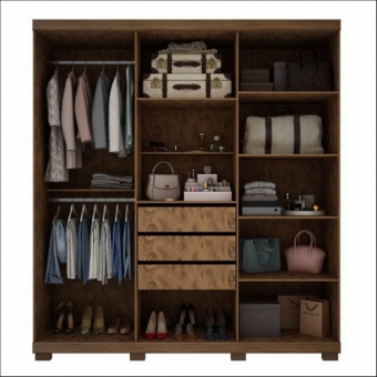 ROUPEIRO MADRID 6 PORTAS COM PÉS MADEIRADO/OFF WHITE - GELIUS