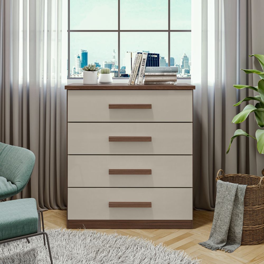 COMODA BAIÃO IMBUIA NATURALE/OFF WHITE - LOPAS