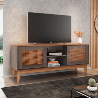 RACK SAFIRA 1,35M CINZA PEROLA/ NOCE TR - CASA D